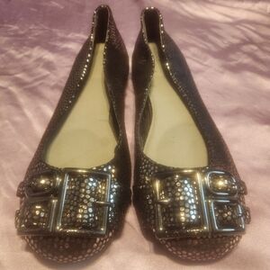 WOMEN CALVIN KLEIN BLK METALIC PEBBLE FLATS